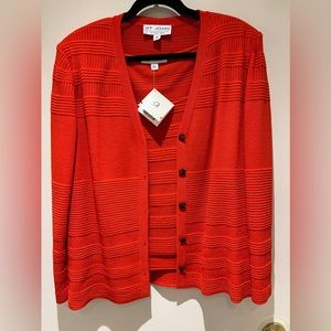 St. John Collection Beautiful bright red/orange Tank and Sweater set